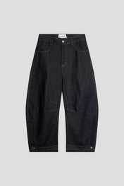 Raw Indigo Barrel Leg Jeans