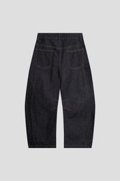 Raw Indigo Barrel Leg Jeans