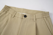 Pleated Snap Hem Wide Leg Trousers