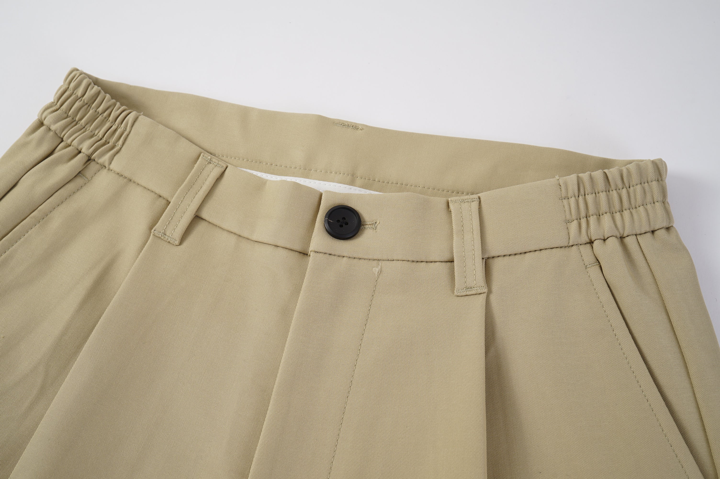 Pleated Snap Hem Wide Leg Trousers