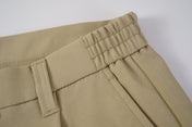 Pleated Snap Hem Wide Leg Trousers