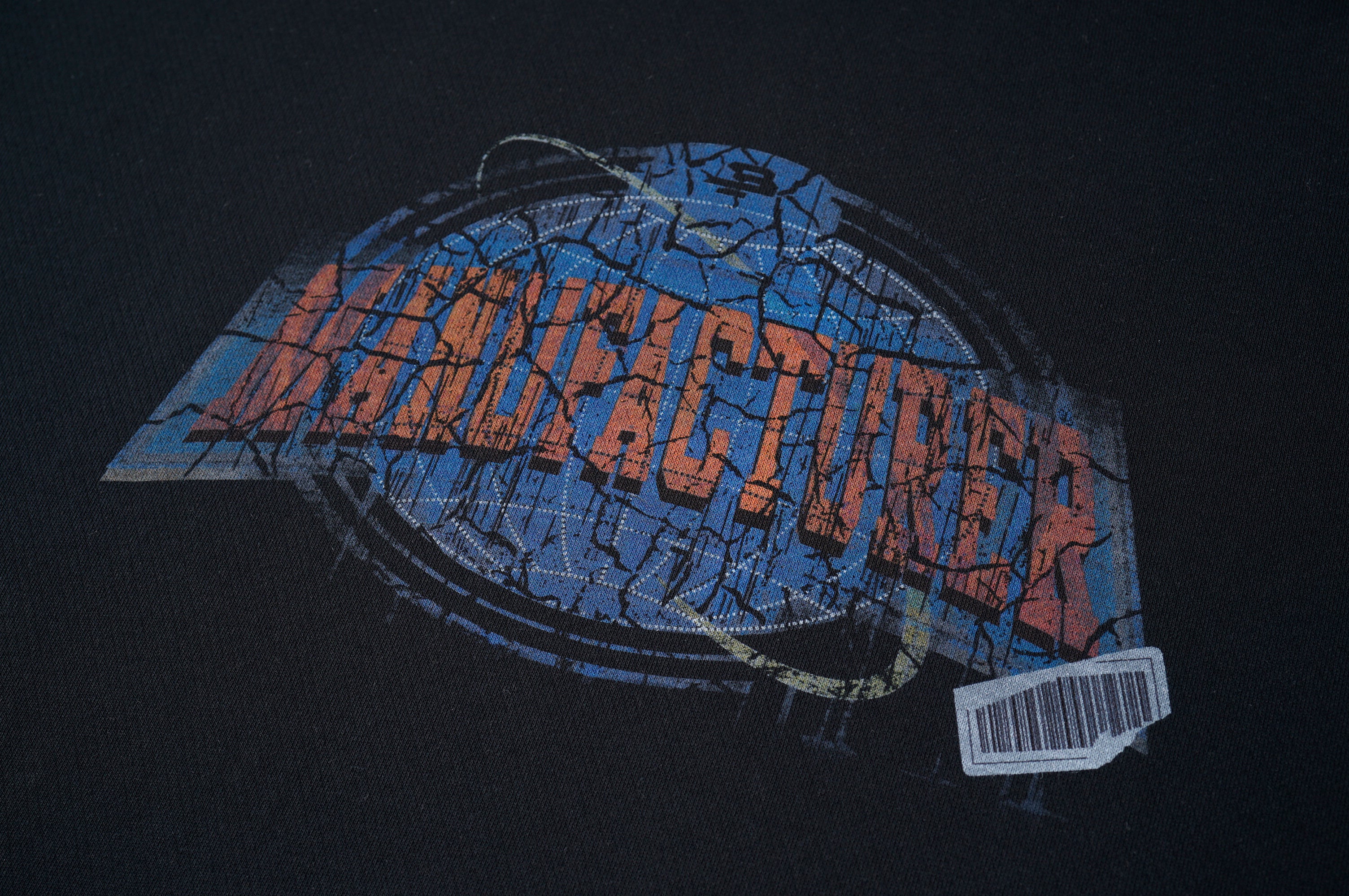 Manufacturer Globe Print Distressed Sweatshirt