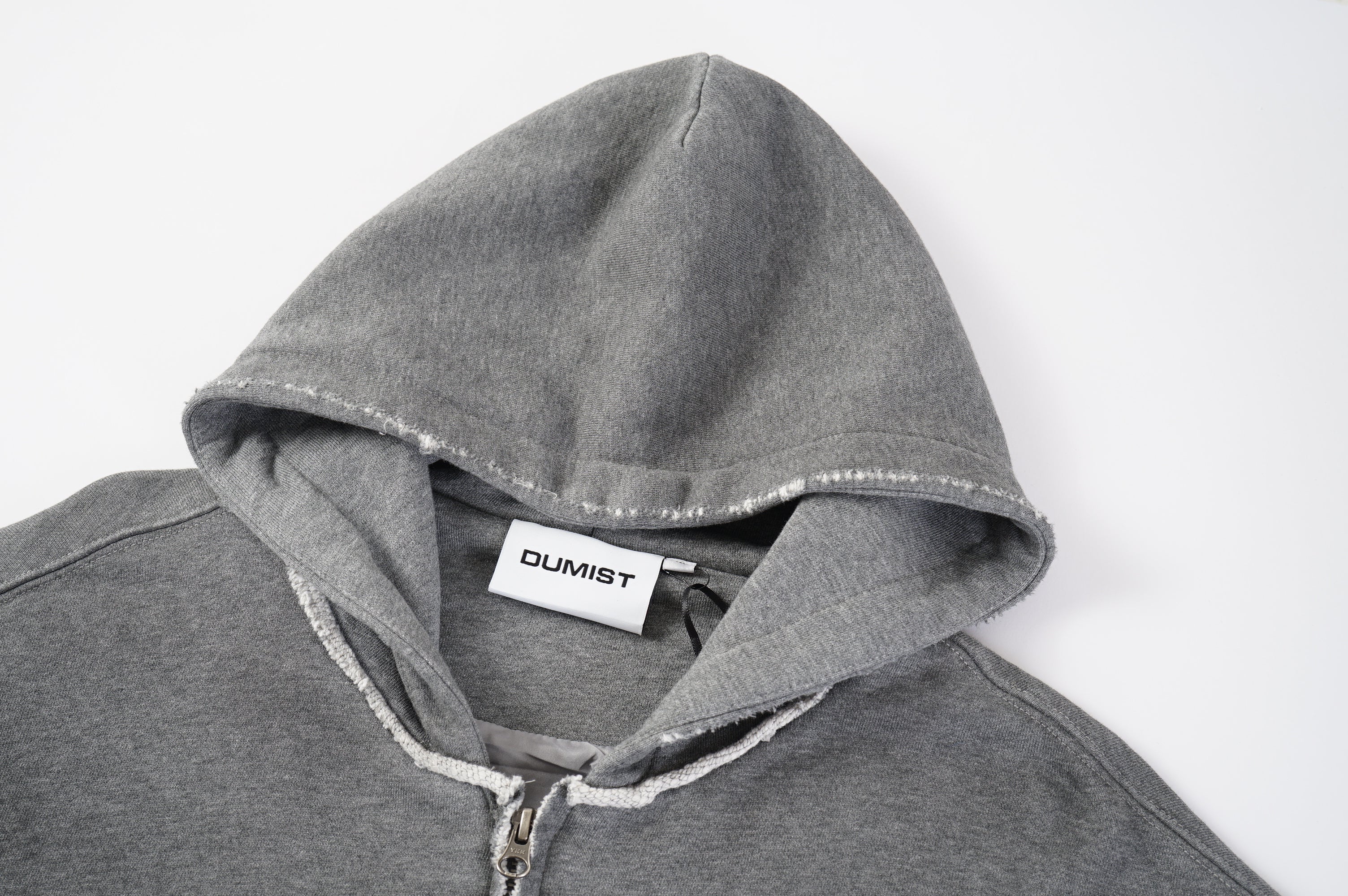 Washed Manufacturer Raw Seam Zip Hoodie