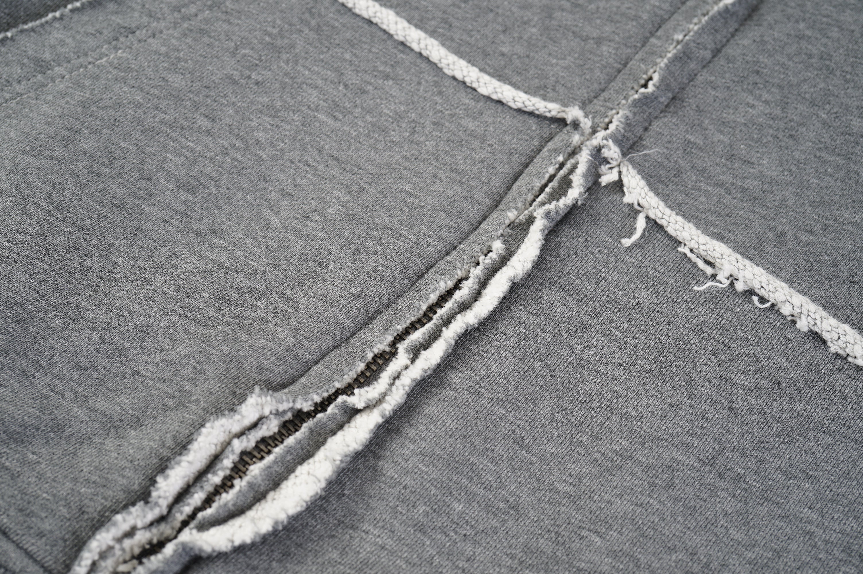 Washed Manufacturer Raw Seam Zip Hoodie