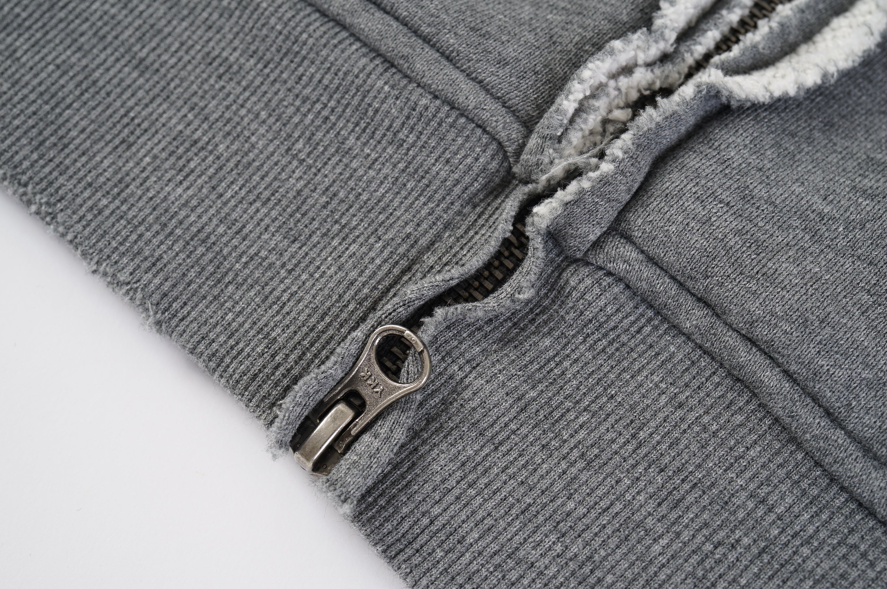 Washed Manufacturer Raw Seam Zip Hoodie