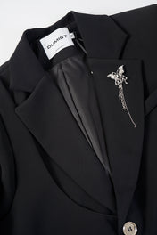 Studded Shoulder Cropped Tailored Blazer