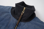 Quilted Panel Padded Denim Bomber