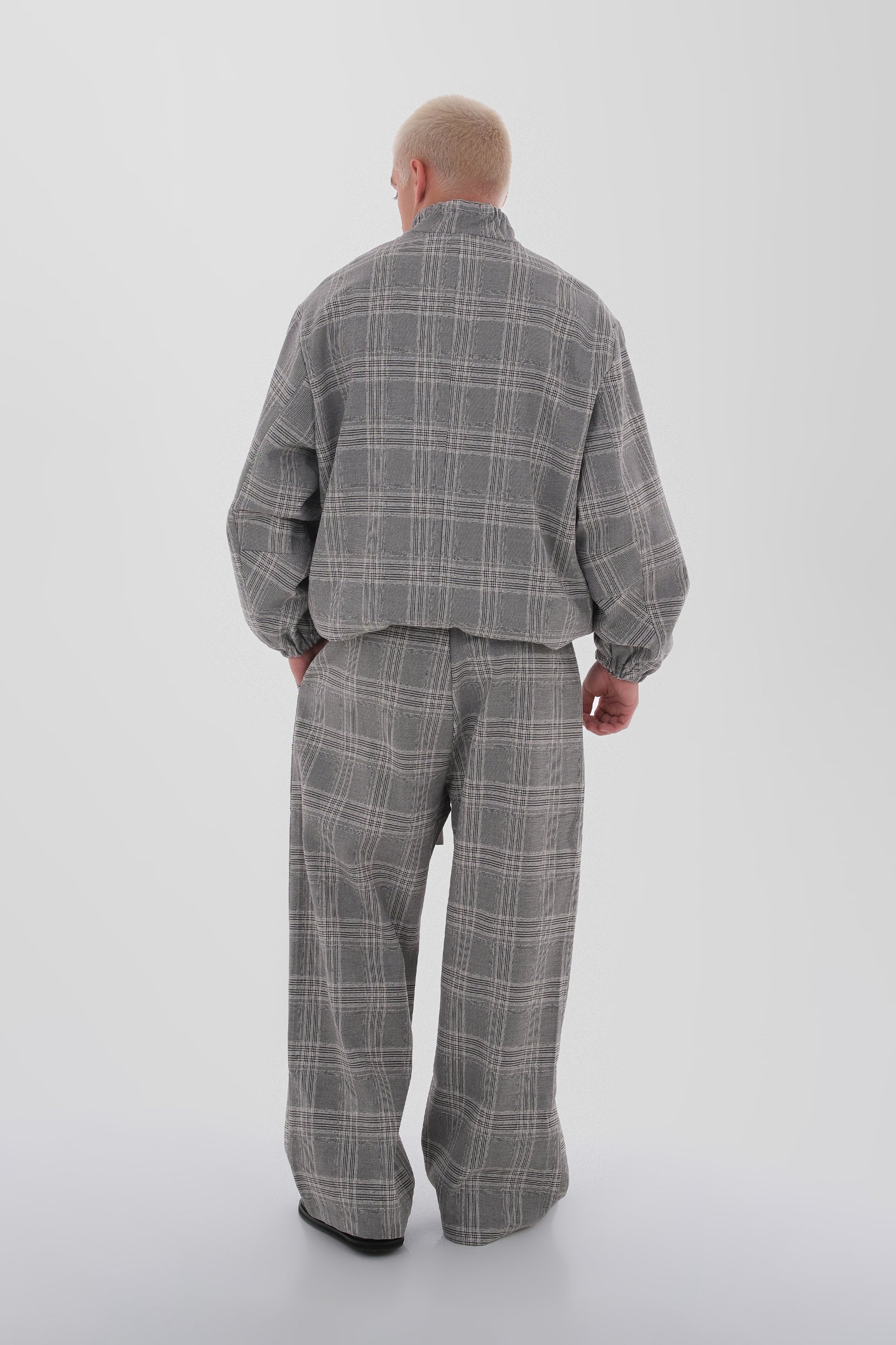 DUMIST Plaid Funnel-Neck Tracksuit