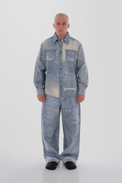 Faded Wide-Leg Denim Trousers