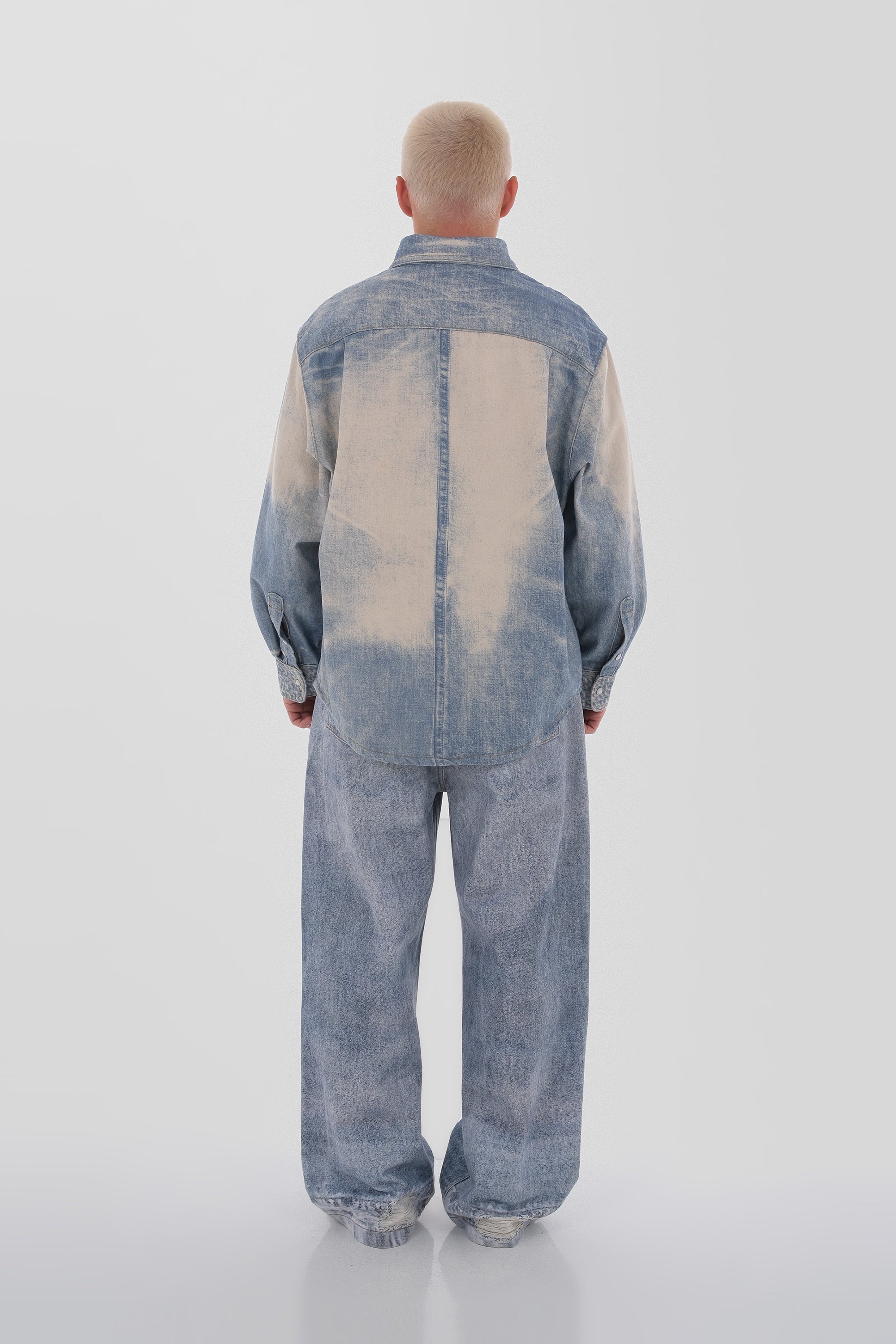 Faded Wide-Leg Denim Trousers