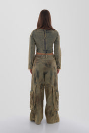 Distressed Cargo Skirt