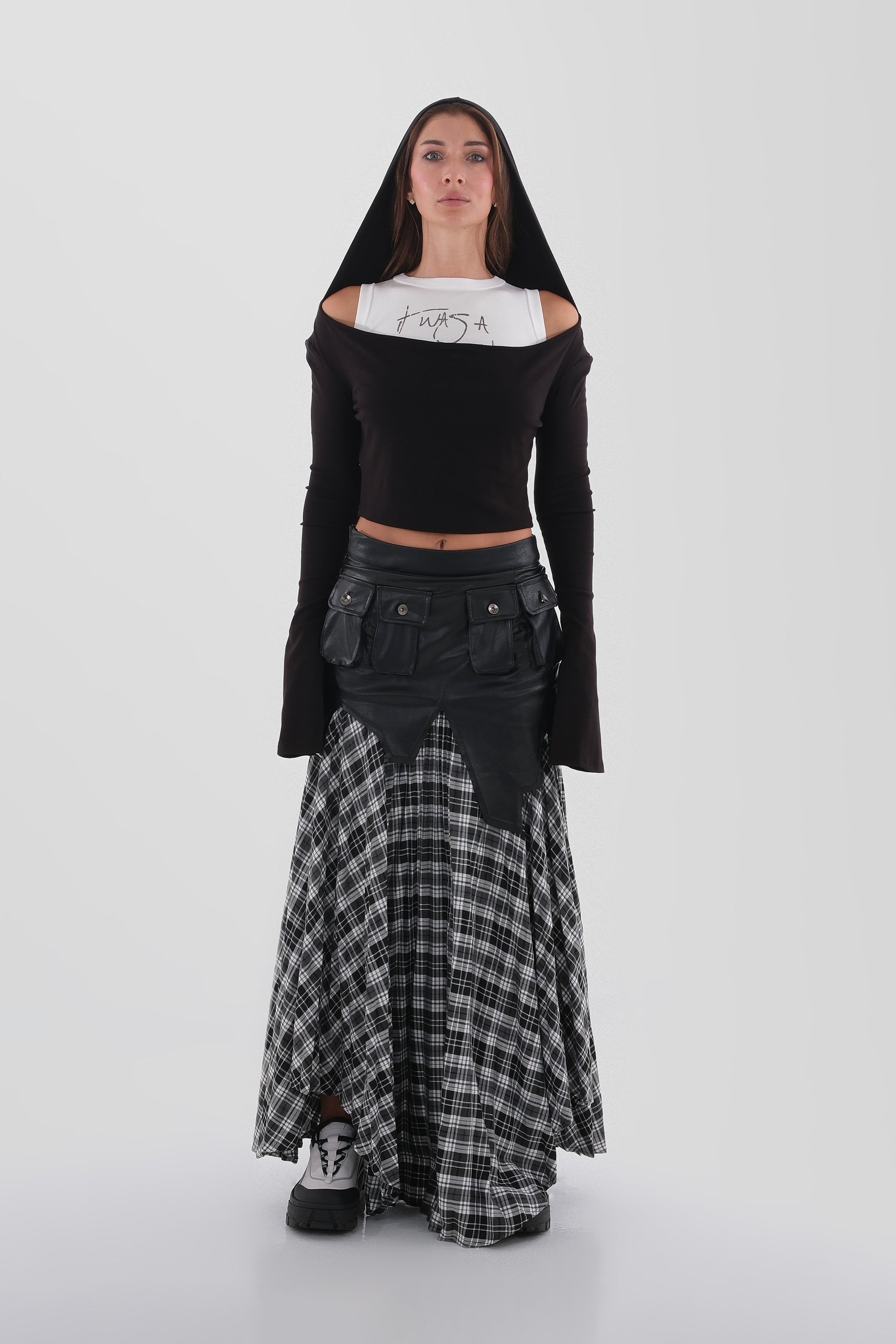 Tactical Layered Plaid Skirt