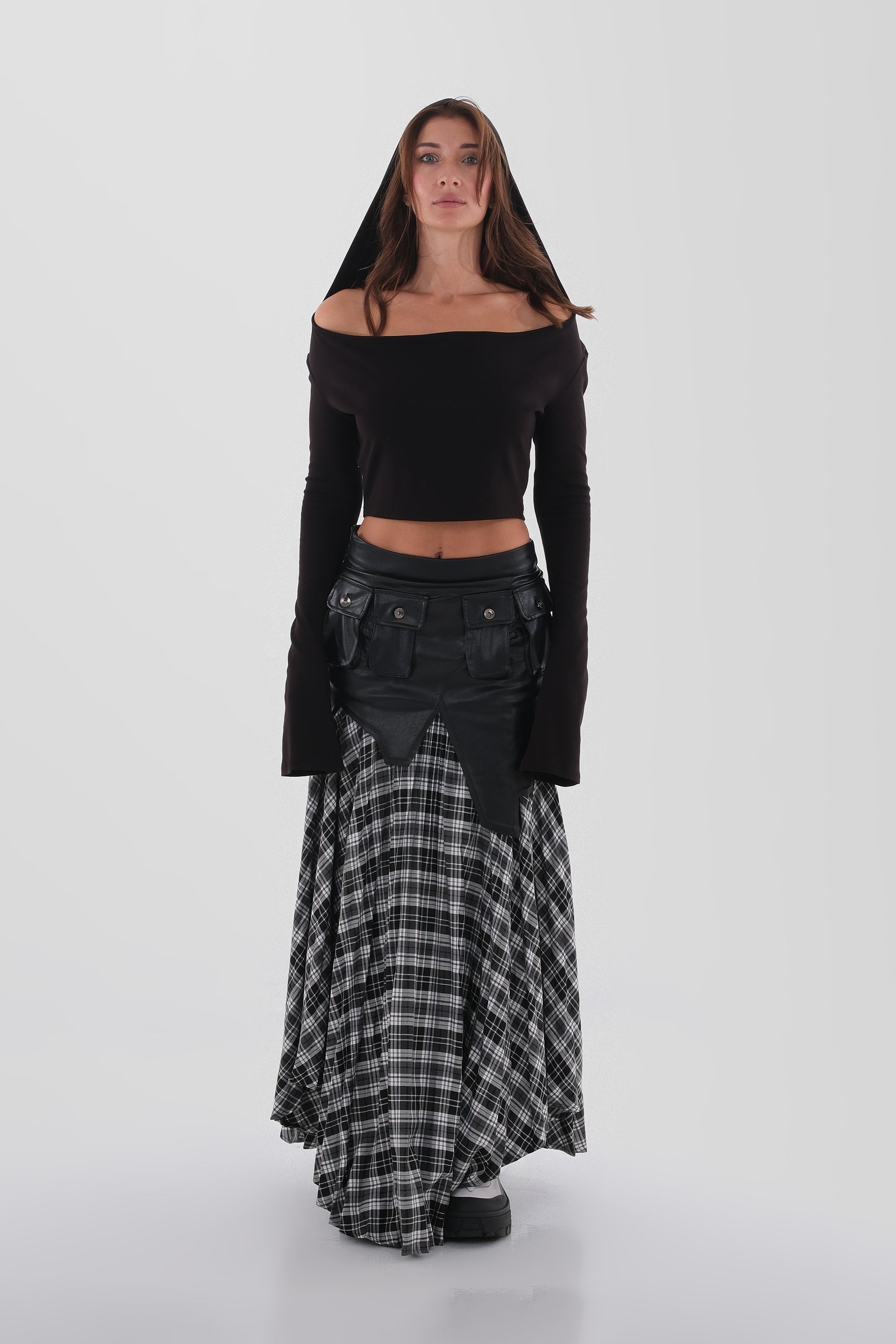 Tactical Layered Plaid Skirt