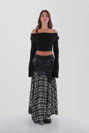 Tactical Layered Plaid Skirt