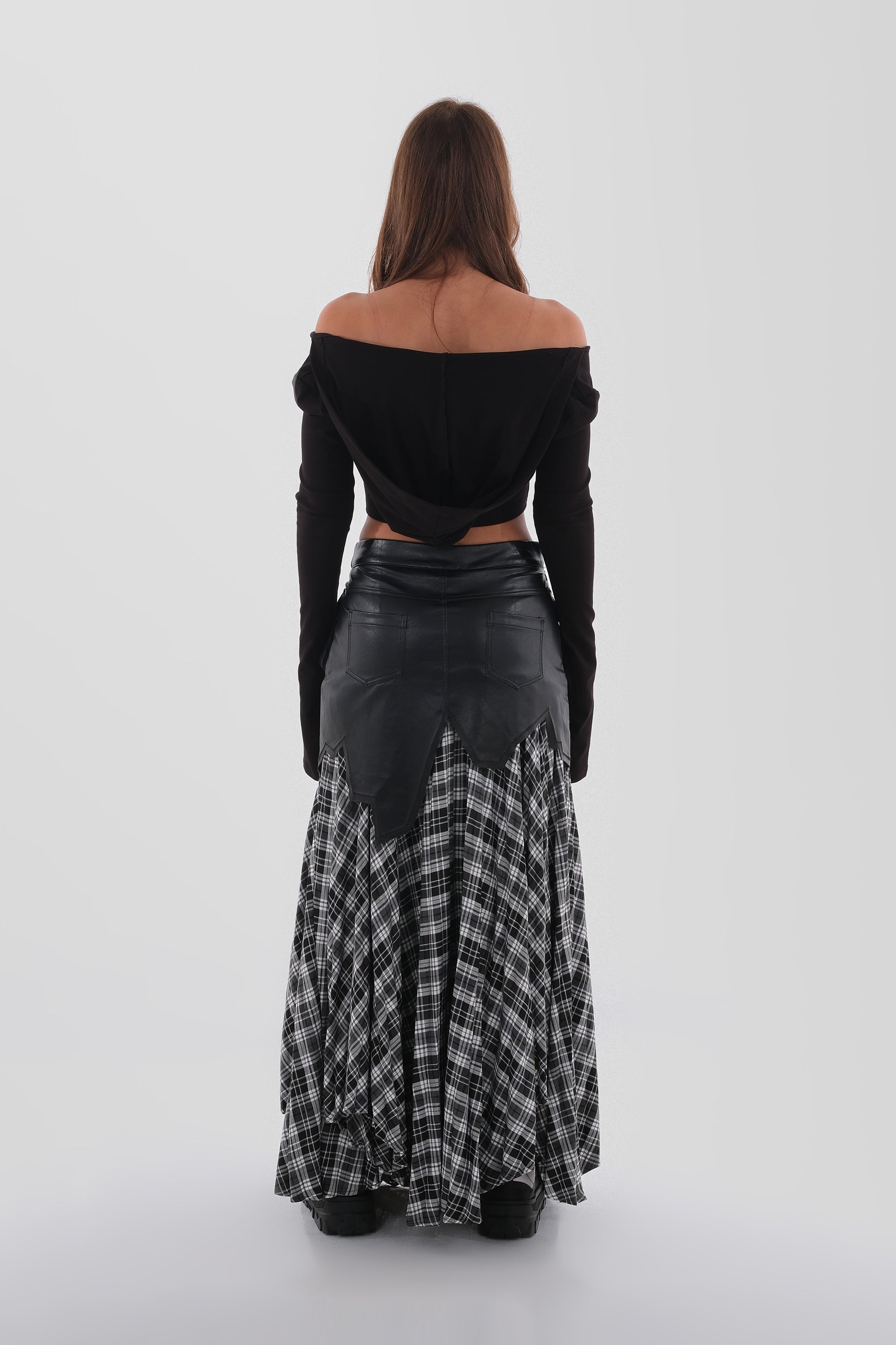 Tactical Layered Plaid Skirt