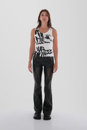 White Deconstructed Graphic Tank