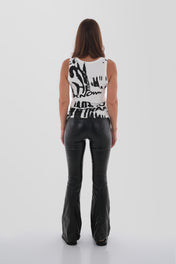 White Deconstructed Graphic Tank