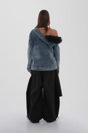 Blue Asymmetric Denim Jacket