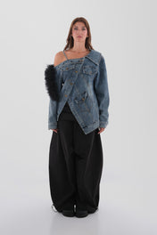Blue Asymmetric Denim Jacket