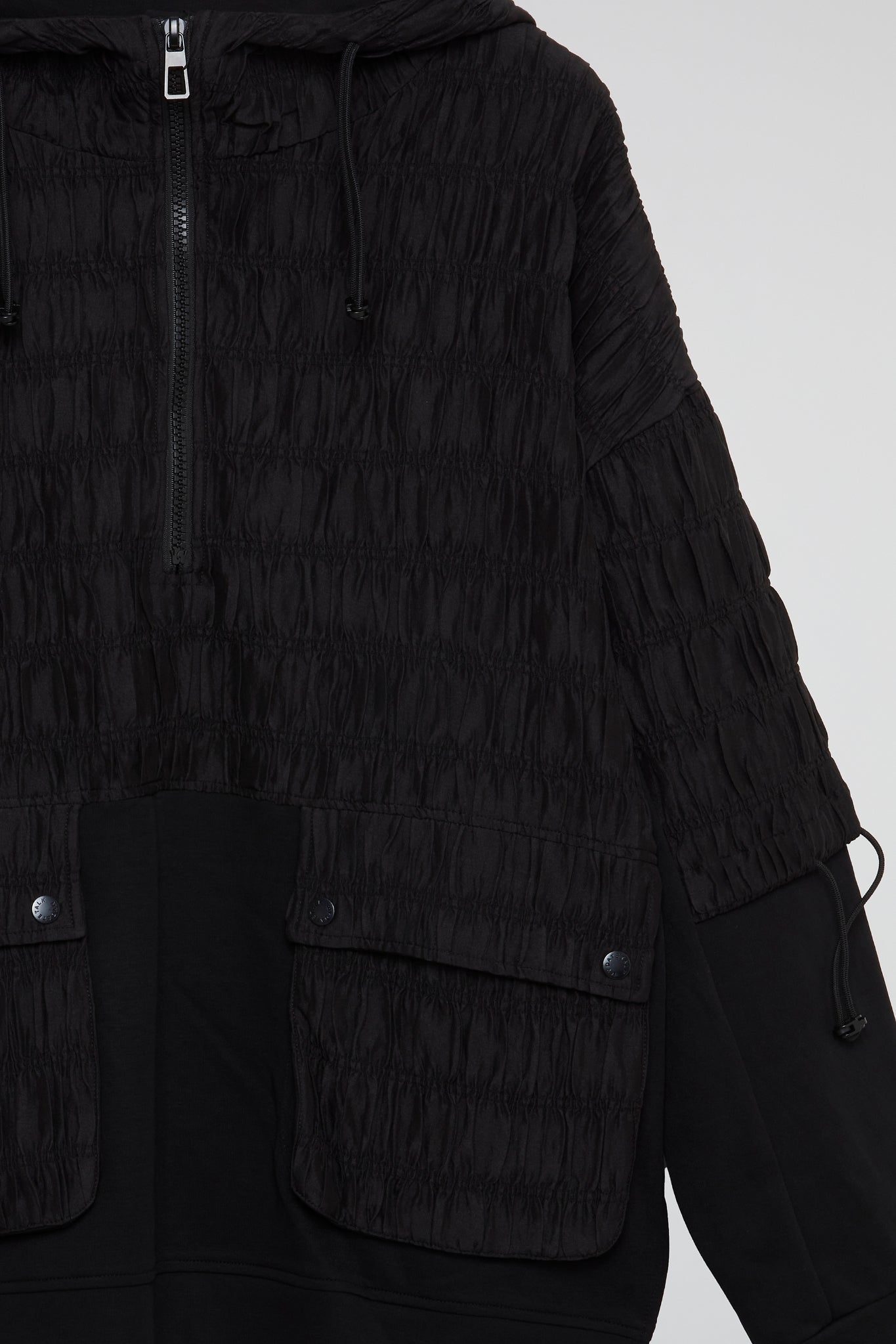 Deep Onyx Smocked Half-Zip Hoodie