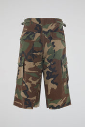 Woodland Camo Technical Cargo Long Shorts