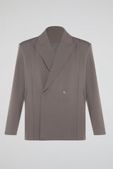 Muted Taupe Double-Breasted Blazer
