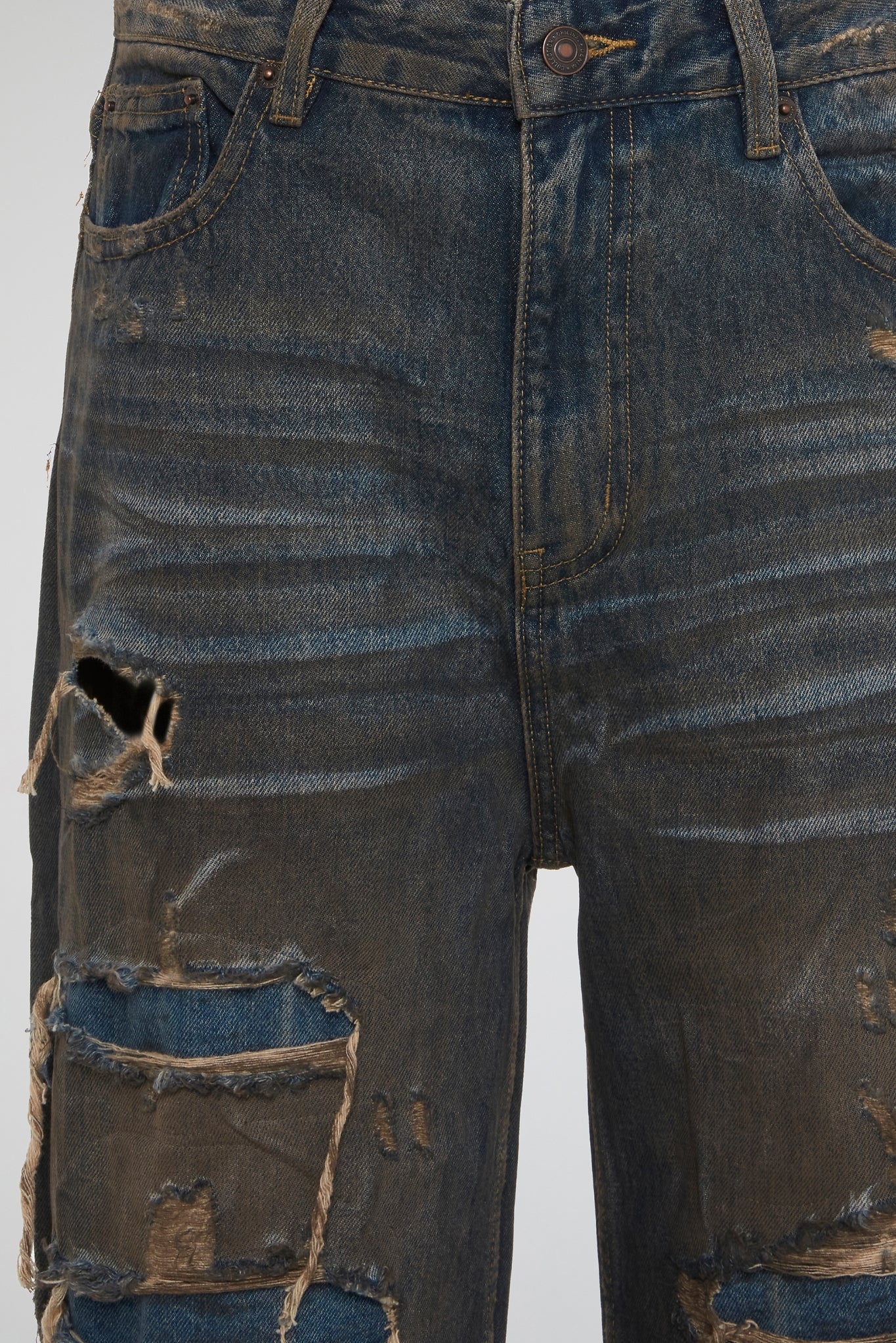 Ripped Dark Denim Pants
