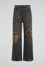 Ripped Dark Denim Pants