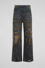 Ripped Dark Denim Pants