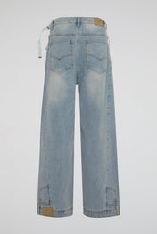 Light Blue Deconstructed Denim Pants
