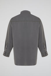 Charcoal Grey Floral Lace Denim Shirt