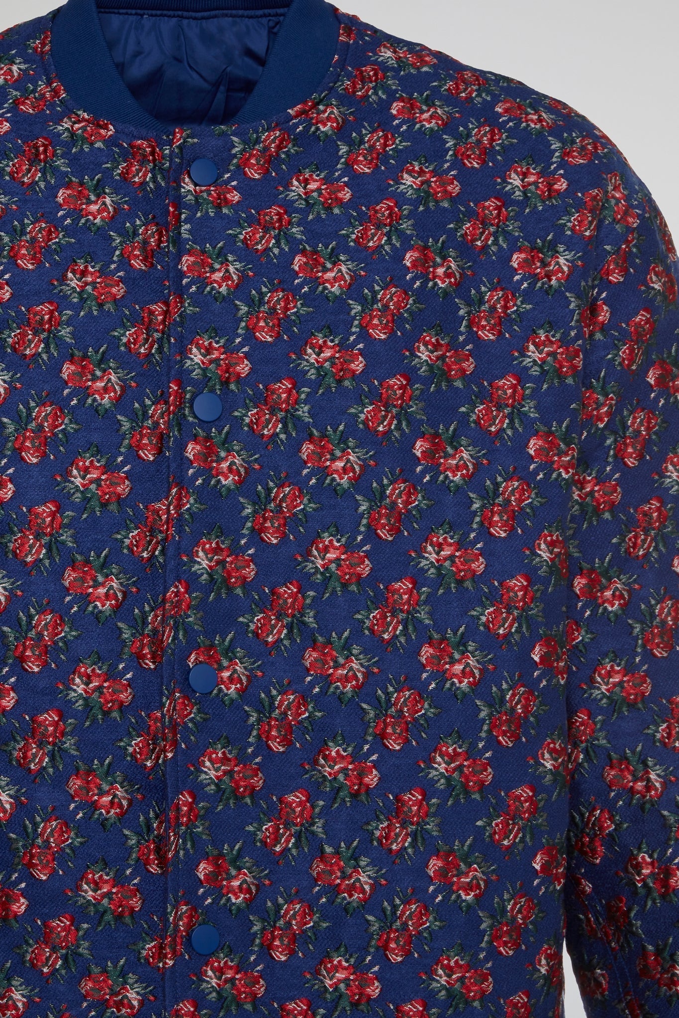 Indigo Floral Jacquard Bomber