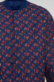 Indigo Floral Jacquard Bomber
