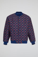 Indigo Floral Jacquard Bomber