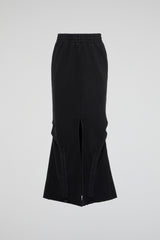 Washed Black Fishtail Maxi Skirt