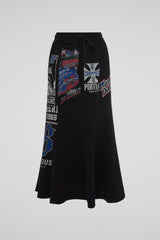 Racing Patchwork Fishtail Maxi Skirt