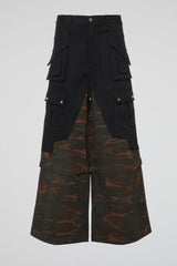 Mixed Black & Camo Cargo Pants