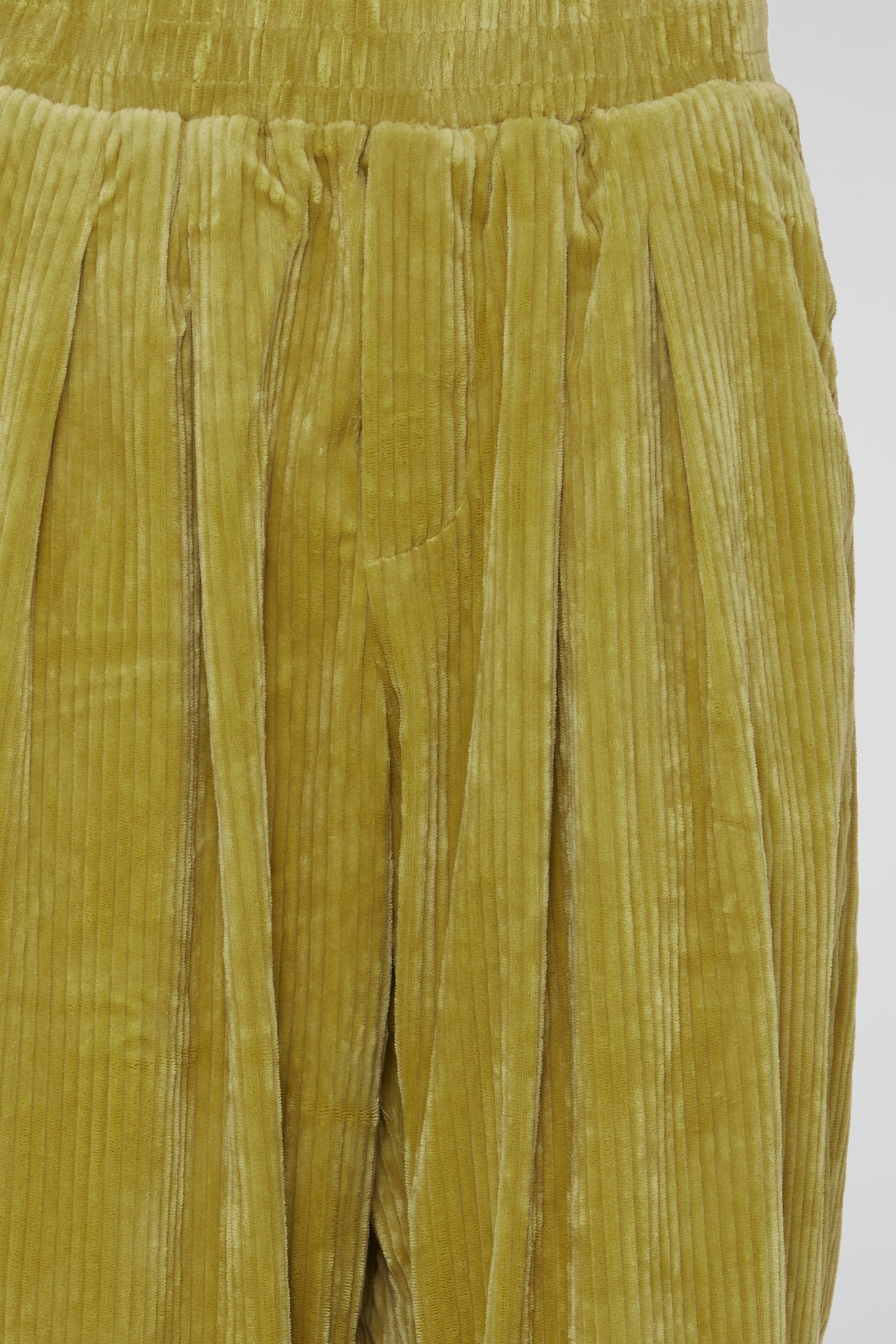 Light Khaki Green Corduroy Pleated Trousers
