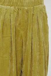 Light Khaki Green Corduroy Pleated Trousers