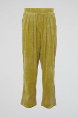 Light Khaki Green Corduroy Pleated Trousers