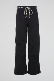 Jet Black Dual-Waistband Lounge Trousers