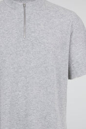 Raw Edge Zip Collar Knit Tee