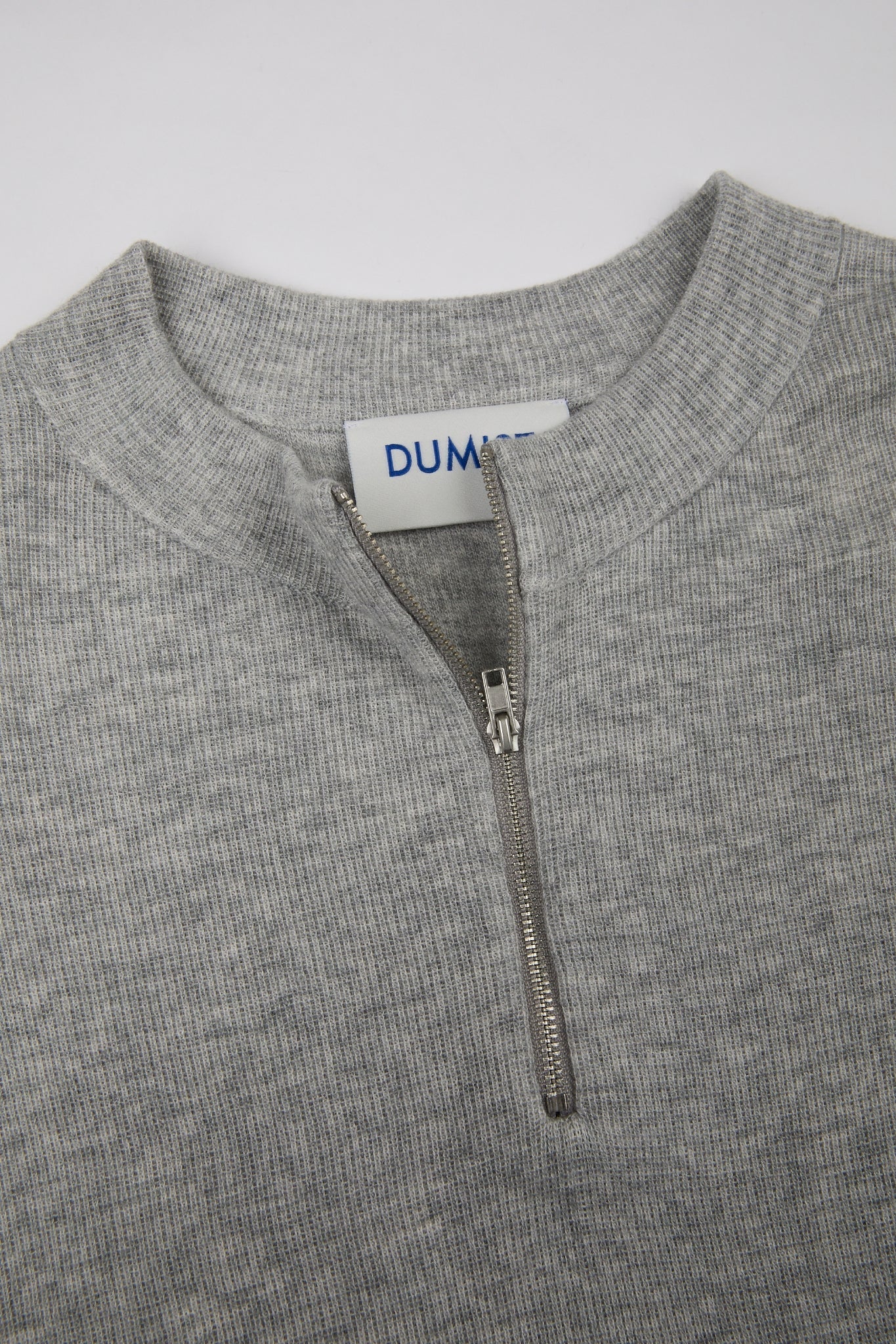 Raw Edge Zip Collar Knit Tee