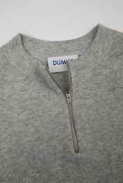 Raw Edge Zip Collar Knit Tee