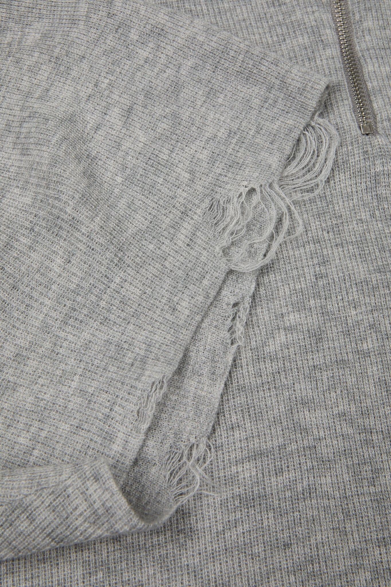 Raw Edge Zip Collar Knit Tee