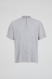 Raw Edge Zip Collar Knit Tee