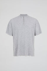 Raw Edge Zip Collar Knit Tee