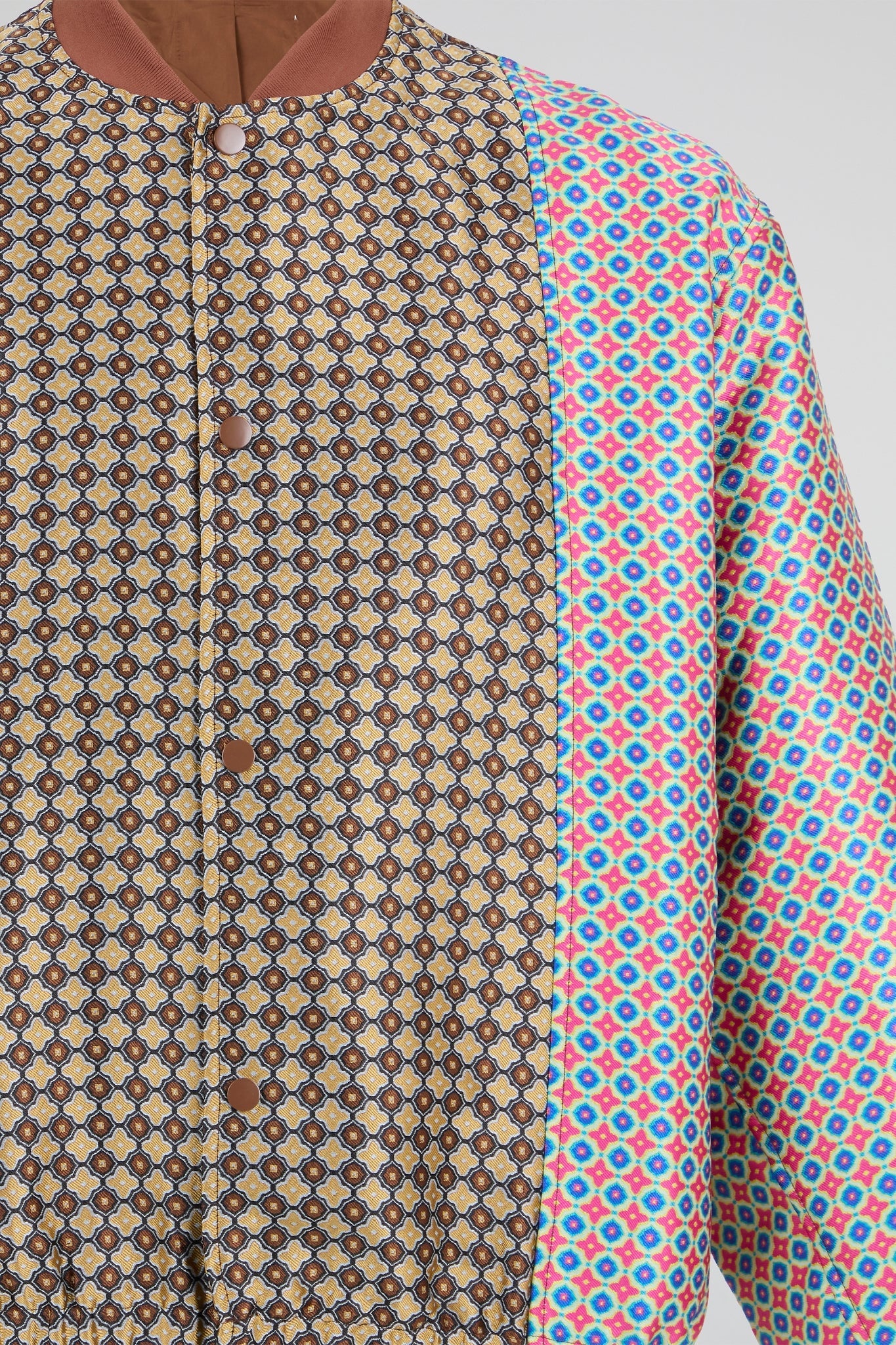 Patchwork Pattern Bomber Jacket