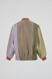 Patchwork Pattern Bomber Jacket