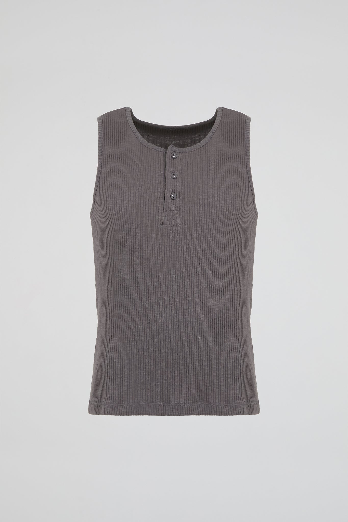 Ribbed Henley Tank Top